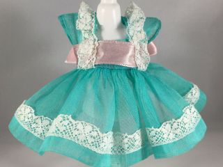 Vintage Vogue Tag Ginny Turquoise Dress w - Lace & Pink Ribbon,  Bloomers &Hair Bow 2