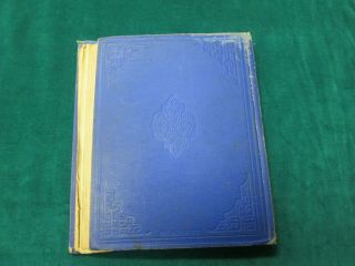 Antique Victorian Scrapbook dated 1880 embossed hard cover with stork or crane 2