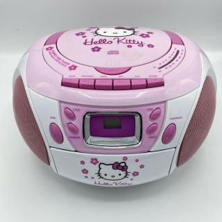 Hello Kitty Compact Cd Player Radio Stereo Cassette Tape Recorder Portable Rare