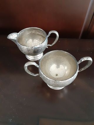 Vintage Sterling Silver Set Sugar Bowl And Creamer