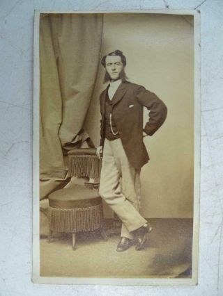 Antique 1866 Post Civil War Cdv Photograph Man Mutton Chop Sideburns Chicago Vtg