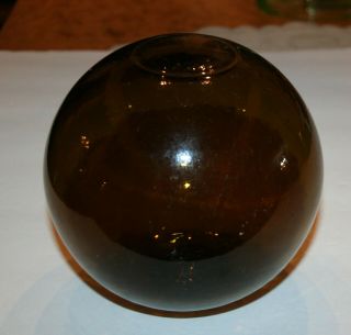 Old Vintage Czechoslovakia Glass Fishing Float Ball For Net Olive Green Brown