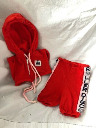 Vintage Cabbage Patch Kids Doll Outfit Red Roller Disco Skates Pants Hooded Top