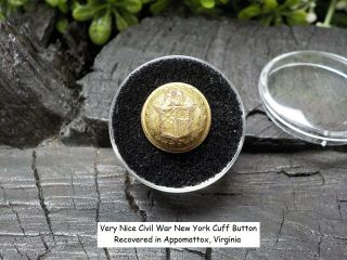 Old Rare Vintage Antique War Relic York Cuff Button Recovered Appomattox,  Va