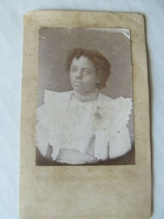 Rare Antique Cdv Photo Of Young African American Girl,  C1870,  Greenwood,  Miss.