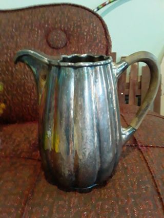 Silver Water Coffee Tea Pitcher Wood Handle Bottom Is Marked Unknown