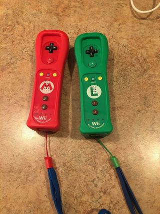 Rare Authentic Nintendo Mario And Luigi Combo Wii Remote Motion Plus Controllers