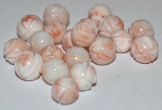 1900’s Antique 1 Roses Flower Bead Hand Carved Natural Angel Skin Chinese 9.  5mm
