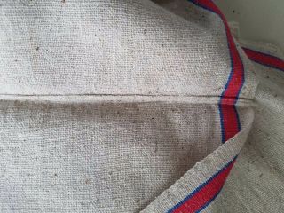 Vintage Antique French Linen Red Blue Stripe Roller Kitchen Towels 14 X 30