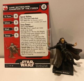 Star Wars Miniatures Luke Skywalker Champion Of The Force 11/60 W/ Card Rare