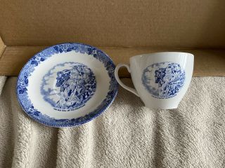Vintage Rare Old Man Of The Mountain Cup & Saucer (blue)