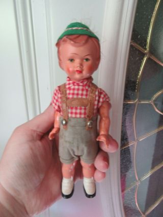 Vintage Celluloid Plastic Doll Small 6 1/2 " German Marked Dgmc