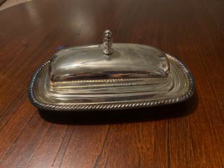 Vintage 3pc Wm Rogers Silver Plated Butter Dish With Lid And Glass Insert