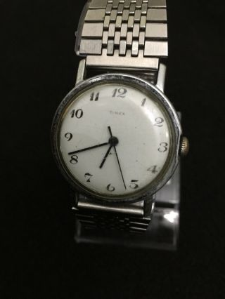 Timex Vintage Collectible 1960s,  White Face - Black Dail,  Stainless Steel Adjustable