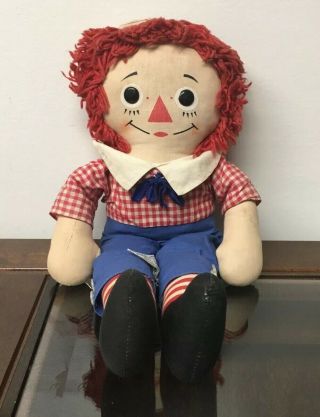 Vintage 15” Raggedy Andy Plush Doll Knickerbocker Toys