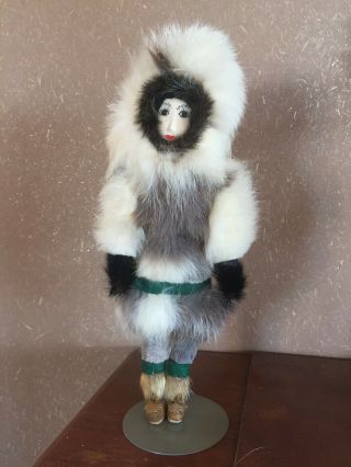 Vintage Alaskan Eskimo Doll With Fur And Leather 10 "