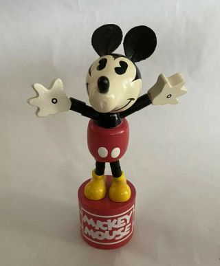 Disney Mickey Mouse Dancing Push Button Jointed Wooden Toy.  Very Rare