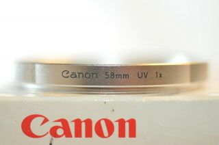 Canon 58mm Uv 1x Ribbed Silver Chrome Early Filter Rare From 60 