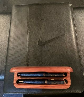 Rare Nike Pen And Pencil Set And Notebook Leather Portfolio