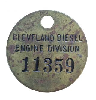Antique Gm Cleveland Diesel Engine 11359 Solid Brass Tag Plate Model 1.  5” Round