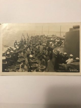 Wwi Marines Embarking Usmc Antique Postcard Circa 1918