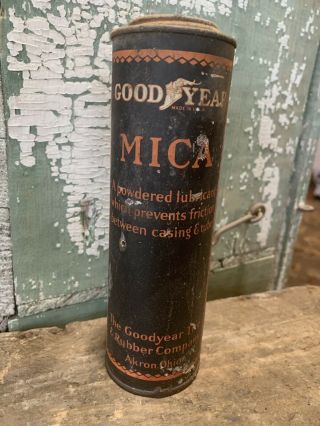 Rare Early Goodyear Rubber Company Tire Mica Tin/can