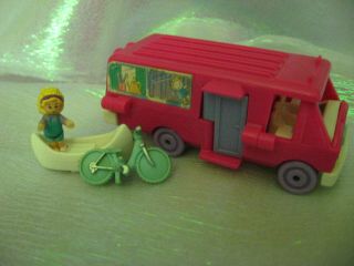 Vintage Polly Pocket 1994 Home On The Go Doll Van Rv Bicycle Bluebird Complete