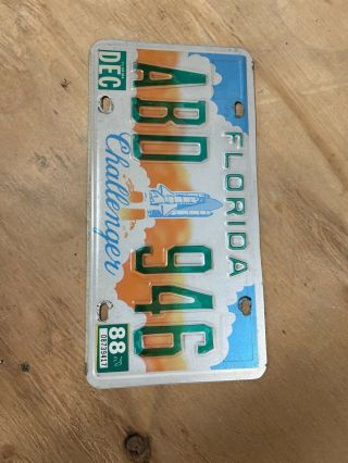 Florida Space Shuttle Challenger License Plate Rare
