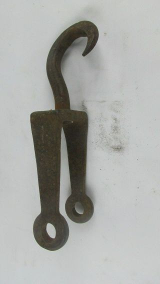 Antique Primitive Cast Iron Steel Hook Hand Forged Lamp parts 2