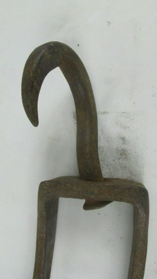 Antique Primitive Cast Iron Steel Hook Hand Forged Lamp parts 3