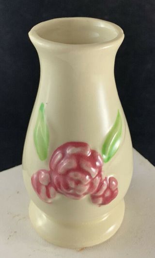 Rare Vintage Shawnee Pottery Miniature Vase Red Flower Usa 1201