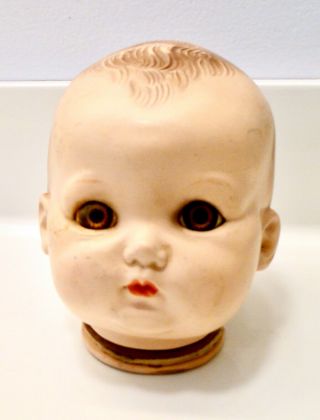 Vintage Plastic Large Ideal Baby Doll Head Sleepy Eyes Great For Halloween