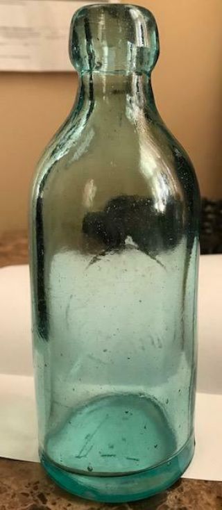 Antique RARE C.  R.  Waldow Hutchinson Aqua Blob Top Bottle Buffalo NY 2