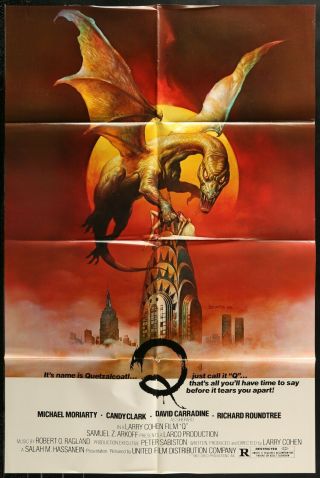 Q The Winged Serpent Rare Cult 1982 1sheet Movie Poster 27 X 41