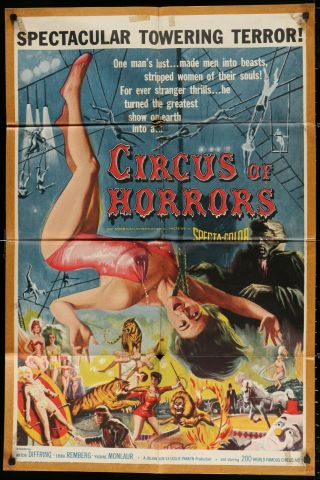 Circus Of Horrors Vintage Original:rare 1960 1 - Sheet Movie Poster 27 X 41 A