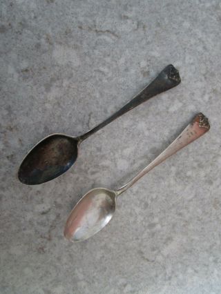Two Sterling Silver Antique Spoons,  Marked Sterling And Lion And Floral Spray.