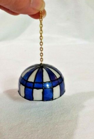 Stained Glass Look Dollhouse Miniature Dome Light Fixture Non Electric Blue