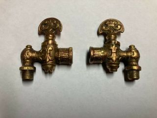 2 Antique Brass 1/4 " Gas Light Shut Off Valves
