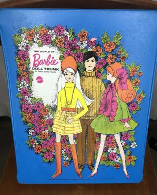 Vintage 1969 The World of Barbie Doll Trunk case by Mattel Blue Made In USA 2