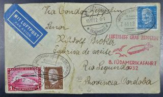 Germany To Brasil 1932,  $$$,  Zeppelin,  Rare 8th Saf Airship Flight Airmail Card
