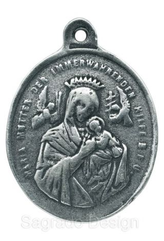Our Lady Of Perpetual Help / St.  Alphonsus Medal,  Silver,  From Antique