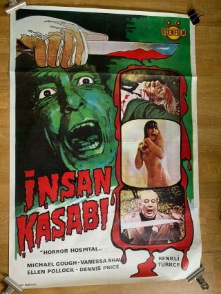 Horror Hospital Rare Turkish One Sheet Movie Poster Cult 70s Horror