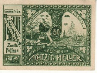 ⭐️austria Austrian Notgeld Judaica Anti - Semitic Meggenhofen 80 Heller Rare