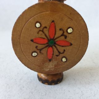 Vintage Bulgarian Small Wooden Perfume Bottle Holder Folk Art 3
