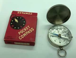 Vintage Pocket Compass With Box