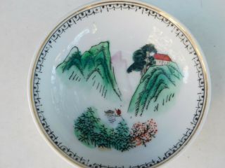 Small Antique Chinese Hand Painted Scenery Porcelain Plate 3 - 1/2 "