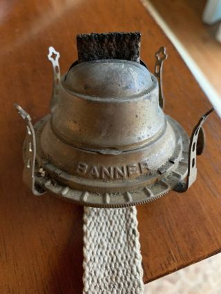 No.  2 Size Antique Brass Banner Kerosene Oil Lamp Burner With Wick