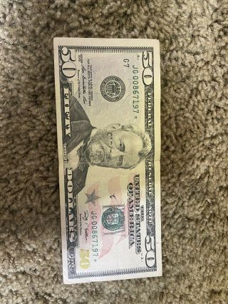 2009 $50 Star Note Rare 640k Run 50 Dollar Bill Jk00542380