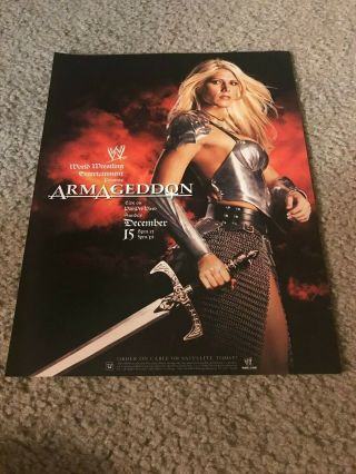 Vintage 2002 Wwe Armageddon Ppv Poster Print Ad Torrie Wilson Diva Wwf Rare