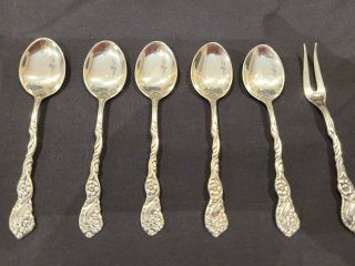 5 Antique Silver Plated Spoons/1 Pickle Fork (4”) Extra Pr.  Ns.  Alp “sweden”
